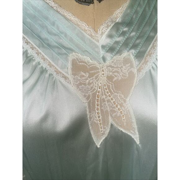 Vintage 2 Piece Vanity Fair Nightgown Peignoir Robe Set Nylon Mint Green Small - Picture 9 of 13